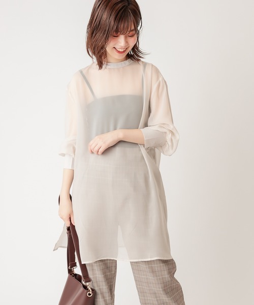 natural couture（ナチュラルクチュール）の「【WEB限定】プチハイロングチュニック（シャツ/ブラウス・レディース・ブラック/ベージュ/ブラウン/ピンク/アイボリー・FREE）」の9枚目の写真