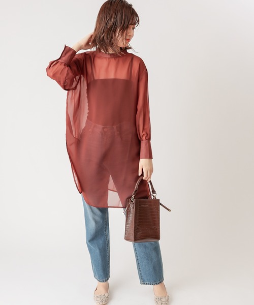 natural couture（ナチュラルクチュール）の「【WEB限定】プチハイロングチュニック（シャツ/ブラウス・レディース・ブラック/ベージュ/ブラウン/ピンク/アイボリー・FREE）」の14枚目の写真