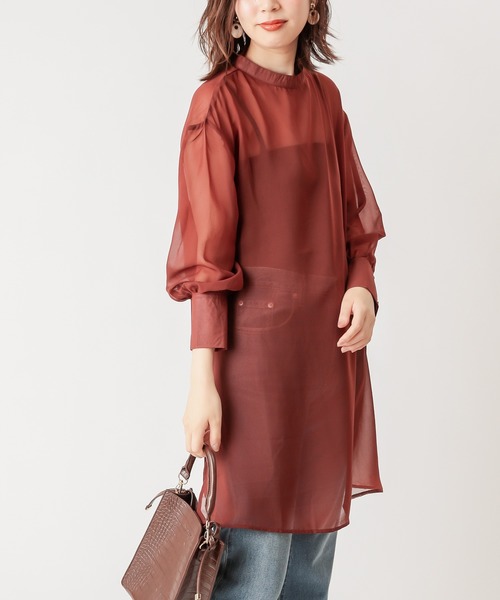 natural couture（ナチュラルクチュール）の「【WEB限定】プチハイロングチュニック（シャツ/ブラウス・レディース・ブラック/ベージュ/ブラウン/ピンク/アイボリー・FREE）」の16枚目の写真