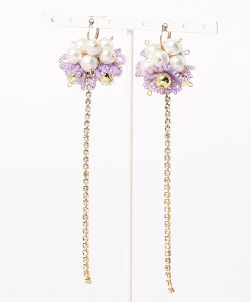 tone(トーン)の「【Tie】 rhinestone・ピアス(ピアス(両耳用)・レディース・パープル/グレー/クリア/レッド/パープル系その他/レッド系その他・FREE)」の2枚目の写真