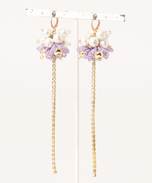 tone(トーン)の「【Tie】 rhinestone・ピアス(ピアス(両耳用)・レディース・パープル/グレー/クリア/レッド/パープル系その他/レッド系その他・FREE)」の3枚目の写真