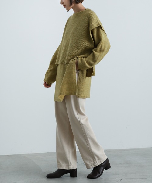 select MOCA（セレクトモカ）の「2021 AW 2WAYレイヤードニットベスト＆ニットトップスセット（ニット/セーター・レディース・ブラウン/ライトグリーン/パープル・FREE）」の17枚目の写真