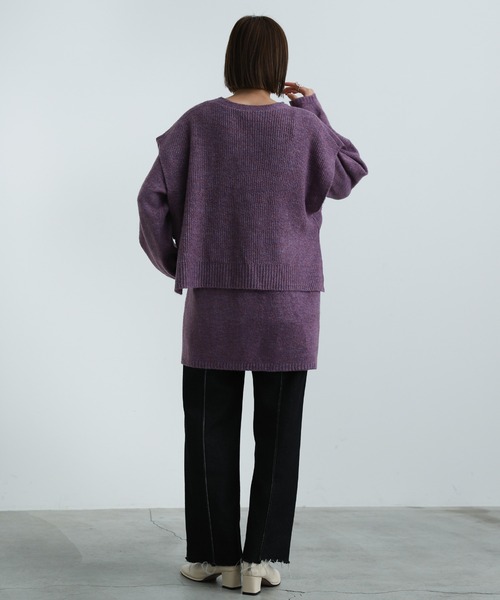 select MOCA（セレクトモカ）の「2021 AW 2WAYレイヤードニットベスト＆ニットトップスセット（ニット/セーター・レディース・ブラウン/ライトグリーン/パープル・FREE）」の10枚目の写真