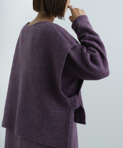 select MOCA（セレクトモカ）の「2021 AW 2WAYレイヤードニットベスト＆ニットトップスセット（ニット/セーター・レディース・ブラウン/ライトグリーン/パープル・FREE）」の11枚目の写真