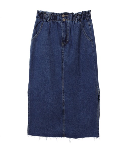 fifth calin（フィフスカラン）の「サイドスリットデニムギャザースカート（スカート・レディース・ブルー・LARGE/MEDIUM/SMALL）」の2枚目の写真