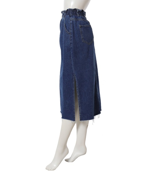 fifth calin（フィフスカラン）の「サイドスリットデニムギャザースカート（スカート・レディース・ブルー・LARGE/MEDIUM/SMALL）」の5枚目の写真