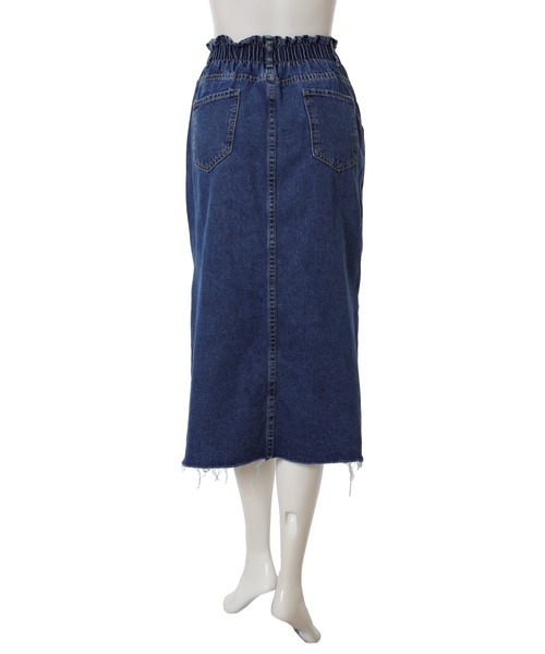 fifth calin（フィフスカラン）の「サイドスリットデニムギャザースカート（スカート・レディース・ブルー・LARGE/MEDIUM/SMALL）」の6枚目の写真