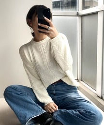 muure | サイドスリットクルーネックケーブルニット(ニット/セーター)