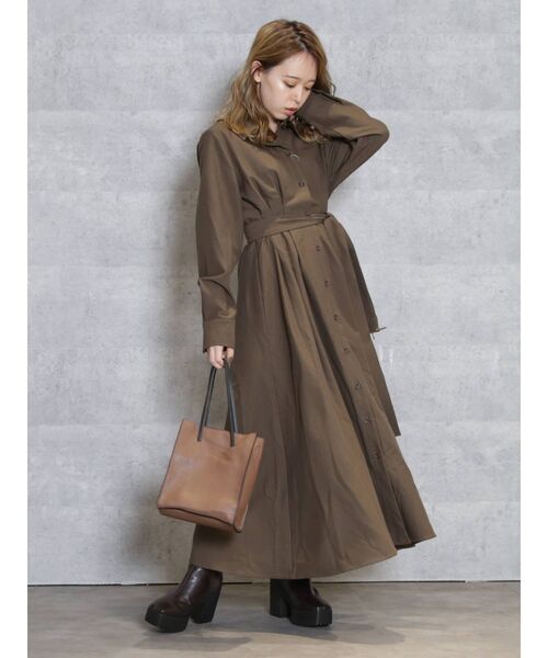 dazzlin（ダズリン）の「ロングシャツワンピース（ワンピース・レディース・ブラウン/ベージュ/その他1・FREE）」の6枚目の写真