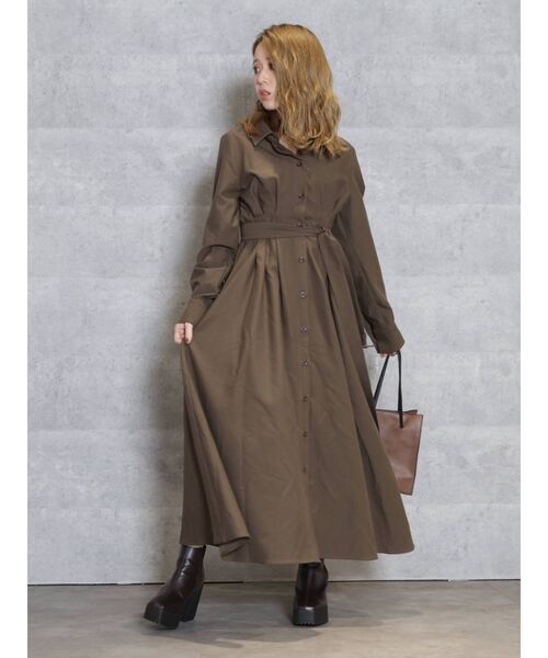 dazzlin（ダズリン）の「ロングシャツワンピース（ワンピース・レディース・ブラウン/ベージュ/その他1・FREE）」の7枚目の写真