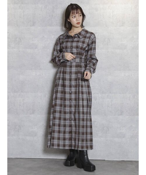 dazzlin（ダズリン）の「ロングシャツワンピース（ワンピース・レディース・ブラウン/ベージュ/その他1・FREE）」の9枚目の写真