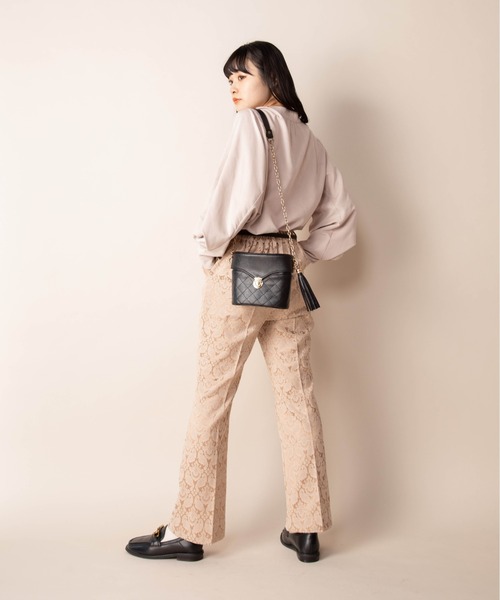 Mysa&Liina(ミーサリーナ)の「ジャガードパンツ(その他パンツ・レディース・ブラック/ベージュ/グレー・M)」の4枚目の写真