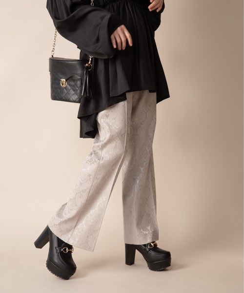 Mysa&Liina(ミーサリーナ)の「ジャガードパンツ(その他パンツ・レディース・ブラック/ベージュ/グレー・M)」の12枚目の写真