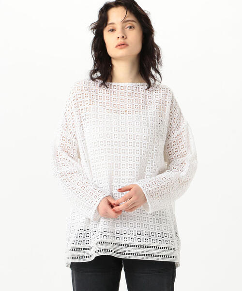 美品ヌキテパ　別注TOMORROWLAND　クロシェフリルカラー ブラウス 美品ヌキテパ 別注TOMORROWLAND クロシェフリルカラー ブラウス