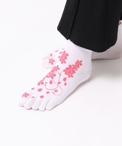 warmth / ウォームス さくら柄/紅葉柄 五本指靴下 sakura socks