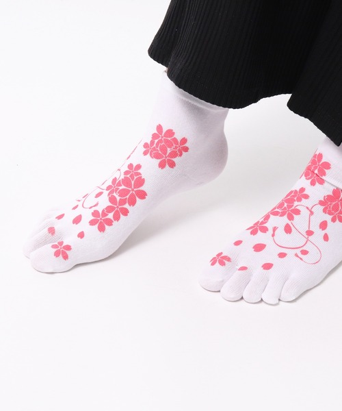 warmth / ウォームス さくら柄/紅葉柄 五本指靴下 sakura socks
