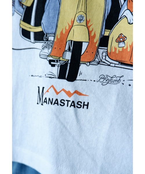 MANASTASH（マナスタッシュ）の「MANASTASH/マナスタッシュ　Ws BENLAMB VESPA TEE 　ベンラムＴ（Tシャツ/カットソー・レディース・ホワイト/ブラック・MEDIUM）」の7枚目の写真