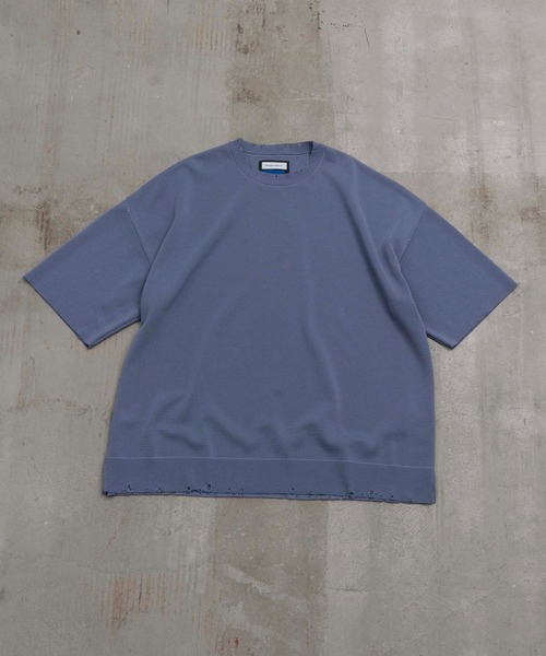 MAISON SPECIAL（メゾンスペシャル）の「《ユニセックスアイテム》エンブロイダリープライムオーバークラッシュミラノリブニットTシャツ 【MAISON SPECIAL/メゾンスペシャル】（Tシャツ/カットソー・メンズ・ブラック/ダークパープル/ラベンダー/グレイッシュベージュ・44/46）」の5枚目の写真