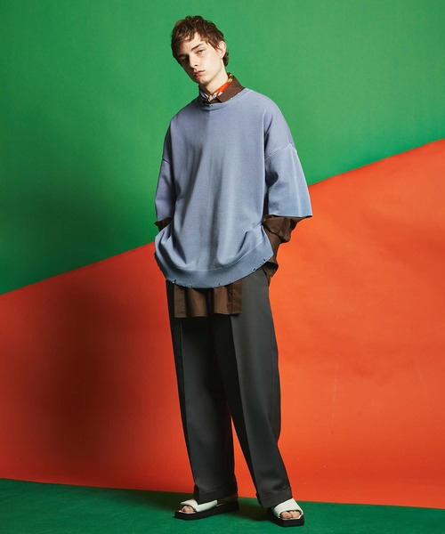 MAISON SPECIAL（メゾンスペシャル）の「《ユニセックスアイテム》エンブロイダリープライムオーバークラッシュミラノリブニットTシャツ 【MAISON SPECIAL/メゾンスペシャル】（Tシャツ/カットソー・メンズ・ブラック/ダークパープル/ラベンダー/グレイッシュベージュ・44/46）」の16枚目の写真