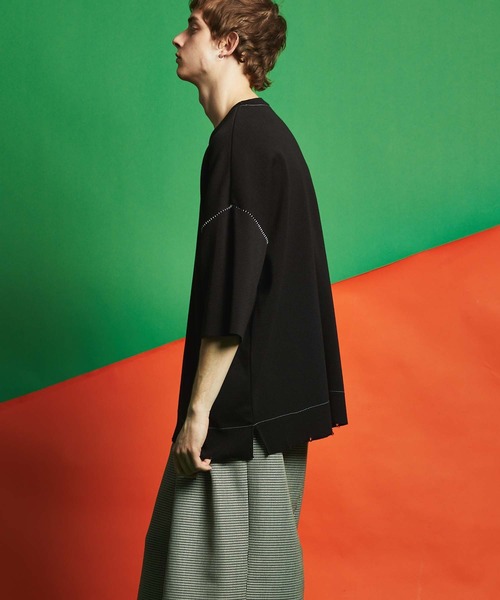 MAISON SPECIAL（メゾンスペシャル）の「《ユニセックスアイテム》エンブロイダリープライムオーバークラッシュミラノリブニットTシャツ 【MAISON SPECIAL/メゾンスペシャル】（Tシャツ/カットソー・メンズ・ブラック/ダークパープル/ラベンダー/グレイッシュベージュ・44/46）」の19枚目の写真