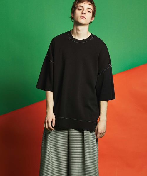 MAISON SPECIAL（メゾンスペシャル）の「《ユニセックスアイテム》エンブロイダリープライムオーバークラッシュミラノリブニットTシャツ 【MAISON SPECIAL/メゾンスペシャル】（Tシャツ/カットソー・メンズ・ブラック/ダークパープル/ラベンダー/グレイッシュベージュ・44/46）」の18枚目の写真