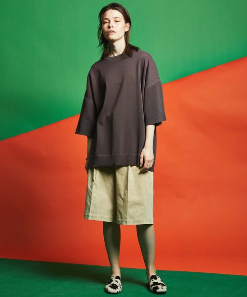 MAISON SPECIAL（メゾンスペシャル）の「《ユニセックスアイテム》エンブロイダリープライムオーバークラッシュミラノリブニットTシャツ 【MAISON SPECIAL/メゾンスペシャル】（Tシャツ/カットソー・メンズ・ブラック/ダークパープル/ラベンダー/グレイッシュベージュ・44/46）」の14枚目の写真