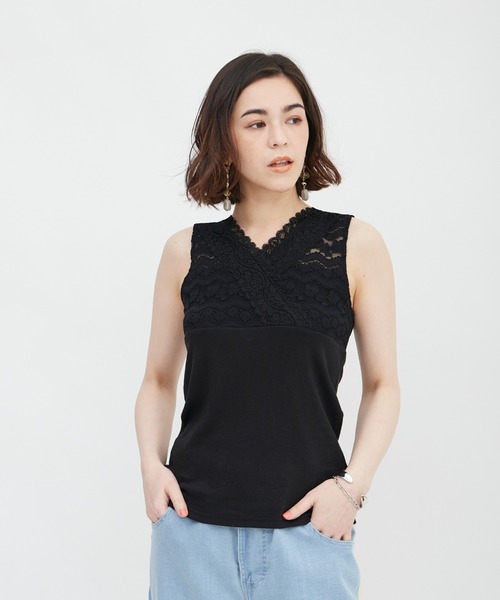 DRWCYS（ドロシーズ）の「デザインレースタンク（タンクトップ・レディース・ホワイト/ブラック・FREE）」の2枚目の写真