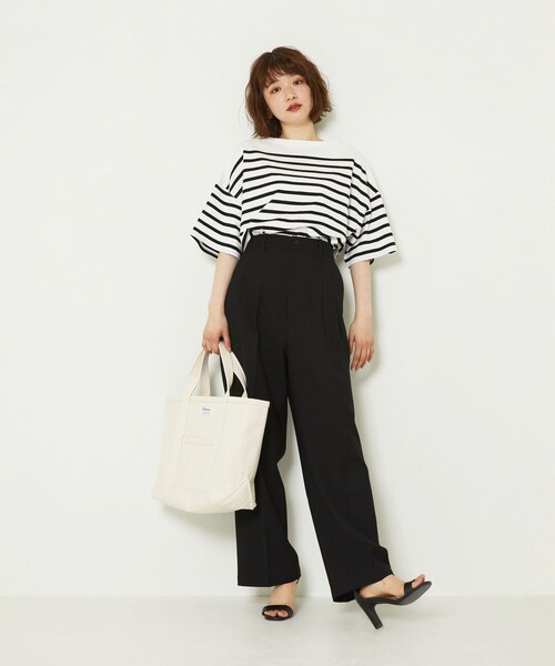 FREAK'S STORE（フリークスストア）の「パネルボーダーBIG半袖Tシャツ【一部WEB限定】（Tシャツ/カットソー・レディース・ブラック/ベージュ/サックスブルー/ピンク・ﾌﾘ-）」の17枚目の写真