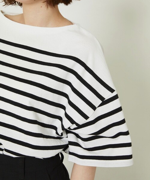 FREAK'S STORE（フリークスストア）の「パネルボーダーBIG半袖Tシャツ【一部WEB限定】（Tシャツ/カットソー・レディース・ブラック/ベージュ/サックスブルー/ピンク・ﾌﾘ-）」の8枚目の写真