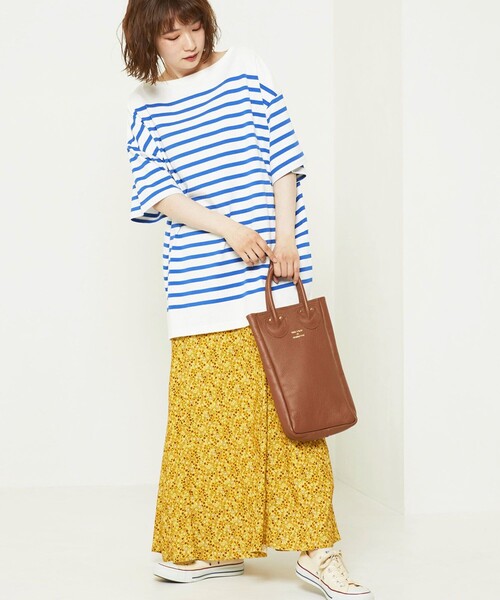 FREAK'S STORE（フリークスストア）の「パネルボーダーBIG半袖Tシャツ【一部WEB限定】（Tシャツ/カットソー・レディース・ブラック/ベージュ/サックスブルー/ピンク・ﾌﾘ-）」の18枚目の写真