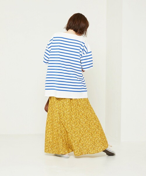 FREAK'S STORE（フリークスストア）の「パネルボーダーBIG半袖Tシャツ【一部WEB限定】（Tシャツ/カットソー・レディース・ブラック/ベージュ/サックスブルー/ピンク・ﾌﾘ-）」の6枚目の写真