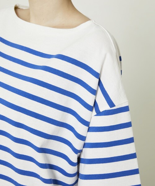 FREAK'S STORE（フリークスストア）の「パネルボーダーBIG半袖Tシャツ【一部WEB限定】（Tシャツ/カットソー・レディース・ブラック/ベージュ/サックスブルー/ピンク・ﾌﾘ-）」の9枚目の写真