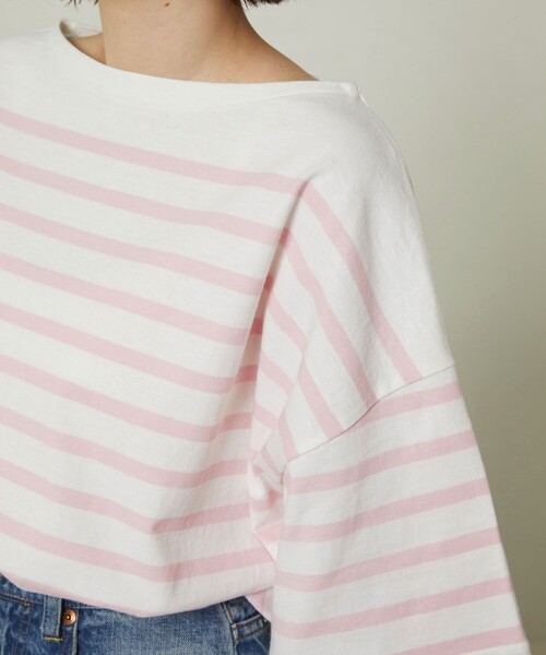 FREAK'S STORE（フリークスストア）の「パネルボーダーBIG半袖Tシャツ【一部WEB限定】（Tシャツ/カットソー・レディース・ブラック/ベージュ/サックスブルー/ピンク・ﾌﾘ-）」の16枚目の写真