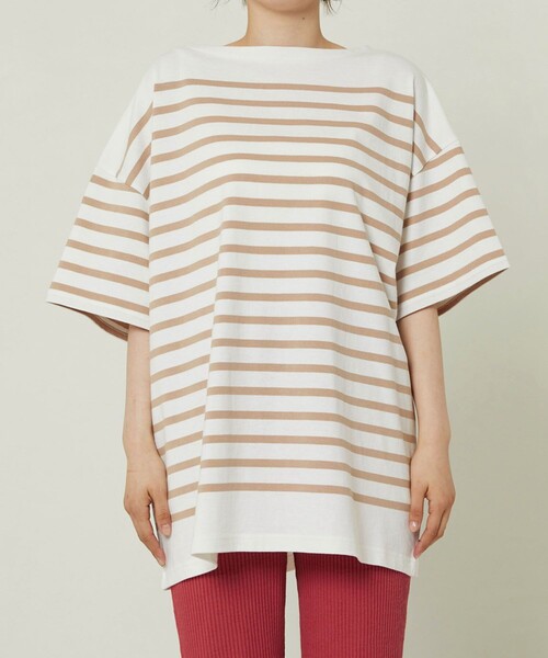 FREAK'S STORE（フリークスストア）の「パネルボーダーBIG半袖Tシャツ【一部WEB限定】（Tシャツ/カットソー・レディース・ブラック/ベージュ/サックスブルー/ピンク・ﾌﾘ-）」の13枚目の写真