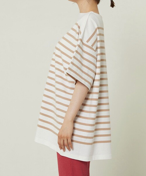 FREAK'S STORE（フリークスストア）の「パネルボーダーBIG半袖Tシャツ【一部WEB限定】（Tシャツ/カットソー・レディース・ブラック/ベージュ/サックスブルー/ピンク・ﾌﾘ-）」の22枚目の写真