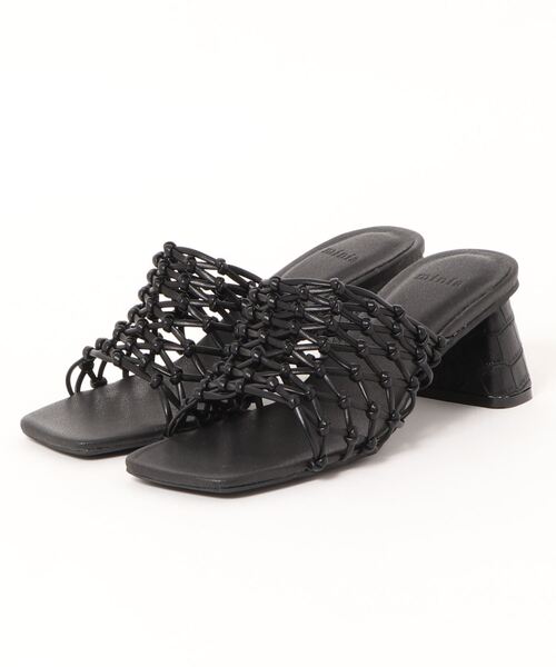 Factor=（ファクターイコール）の「ハンドメッシュスクエアヒールミュール（サンダル・レディース・ブラック/ゴールド/アイボリー・S/M/L）」の13枚目の写真