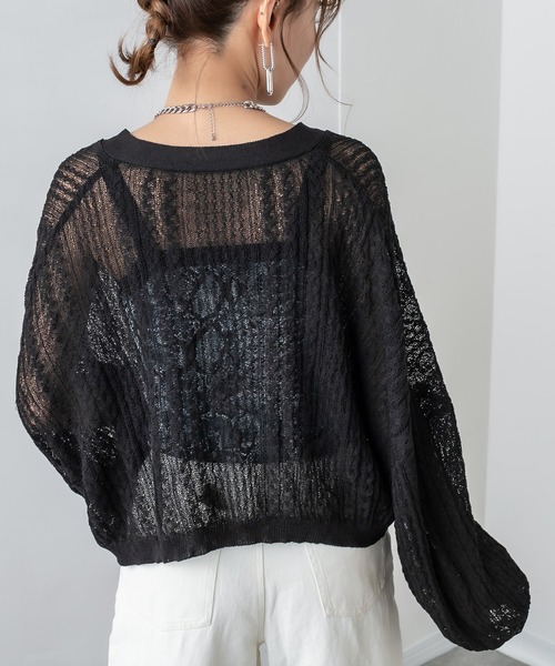 RASVOA（ラスボア）の「サマーニットショートカーディガン/ボレロ（カーディガン/ボレロ・レディース・ブラック/オフホワイト/ブルー/グリーン/モカ・FREE）」の18枚目の写真