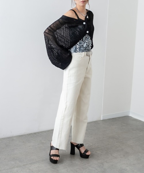 RASVOA（ラスボア）の「サマーニットショートカーディガン/ボレロ（カーディガン/ボレロ・レディース・ブラック/オフホワイト/ブルー/グリーン/モカ・FREE）」の19枚目の写真