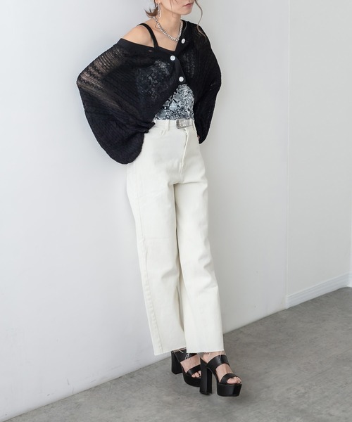 RASVOA（ラスボア）の「サマーニットショートカーディガン/ボレロ（カーディガン/ボレロ・レディース・ブラック/オフホワイト/ブルー/グリーン/モカ・FREE）」の20枚目の写真