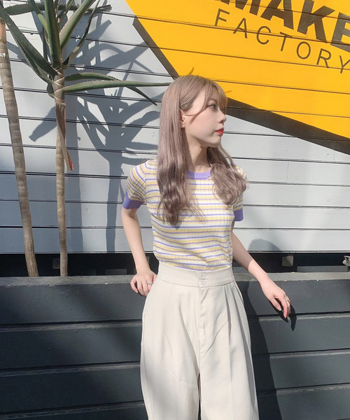 Voyage titty&Co.PETIT（ボヤージュティティアンドコープチ）の「【Voyage titty&Co.】マルチボーダープルオーバー（ニット/セーター・レディース・ブラック/グリーン/イエロー/パープル/グレー・FREE）」の12枚目の写真