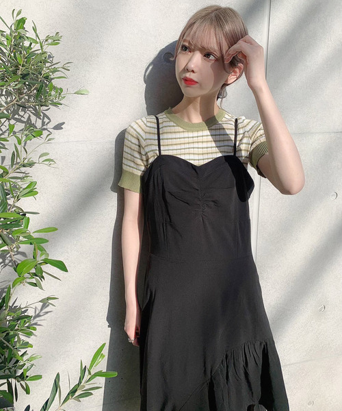 Voyage titty&Co.PETIT（ボヤージュティティアンドコープチ）の「【Voyage titty&Co.】マルチボーダープルオーバー（ニット/セーター・レディース・ブラック/グリーン/イエロー/パープル/グレー・FREE）」の14枚目の写真