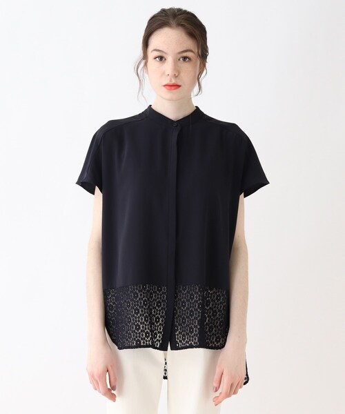 SHOO・LA・RUE（シューラルー）の「◆レースバンドカラーブラウス（シャツ/ブラウス・レディース・ホワイト/ダークネイビー・02/03/04）」の3枚目の写真
