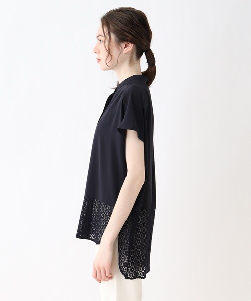 SHOO・LA・RUE（シューラルー）の「◆レースバンドカラーブラウス（シャツ/ブラウス・レディース・ホワイト/ダークネイビー・02/03/04）」の9枚目の写真