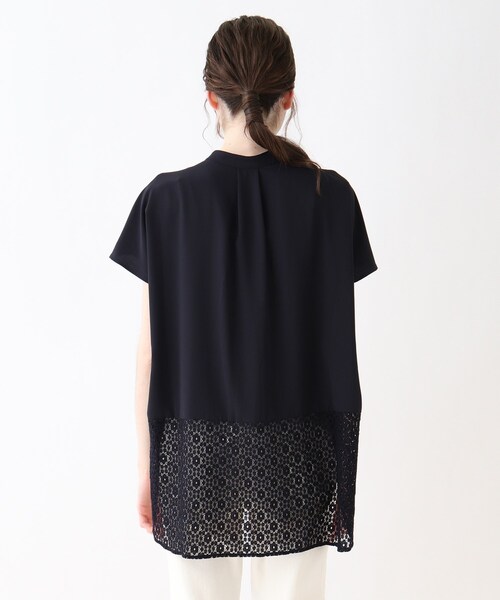 SHOO・LA・RUE（シューラルー）の「◆レースバンドカラーブラウス（シャツ/ブラウス・レディース・ホワイト/ダークネイビー・02/03/04）」の7枚目の写真