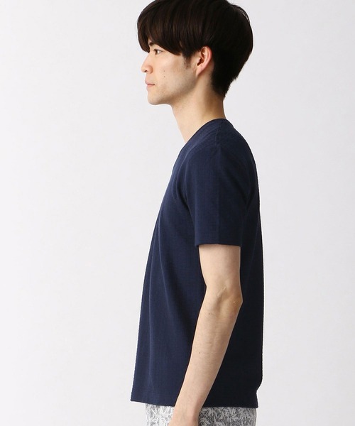 HIDEAWAYS NICOLE（ハイダウェイニコル）の「バスケット柄風VネックTシャツ（Tシャツ/カットソー・メンズ・ホワイト/ブラック/ネイビー/ボルドー・MEDIUM/LARGE/X-LARGE）」の8枚目の写真