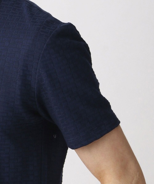 HIDEAWAYS NICOLE（ハイダウェイニコル）の「バスケット柄風VネックTシャツ（Tシャツ/カットソー・メンズ・ホワイト/ブラック/ネイビー/ボルドー・MEDIUM/LARGE/X-LARGE）」の10枚目の写真