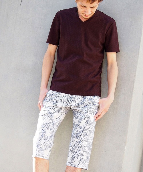 HIDEAWAYS NICOLE（ハイダウェイニコル）の「バスケット柄風VネックTシャツ（Tシャツ/カットソー・メンズ・ホワイト/ブラック/ネイビー/ボルドー・MEDIUM/LARGE/X-LARGE）」の17枚目の写真