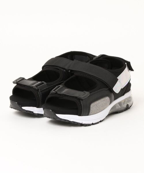 Realta（レアルタ）の「Realta(レアルタ) ダブルベルトベルクロエアー底スポーツ サンダル（サンダル・レディース・ブラック/グレー・S/LL/M/L）」の6枚目の写真