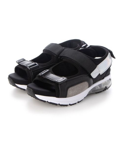 Realta（レアルタ）の「Realta(レアルタ) ダブルベルトベルクロエアー底スポーツ サンダル（サンダル・レディース・ブラック/グレー・S/LL/M/L）」の16枚目の写真