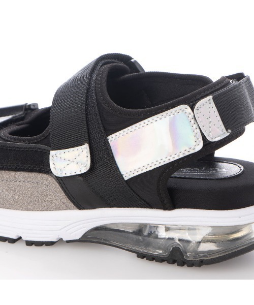 Realta（レアルタ）の「Realta(レアルタ) ダブルベルトベルクロエアー底スポーツ サンダル（サンダル・レディース・ブラック/グレー・S/LL/M/L）」の10枚目の写真